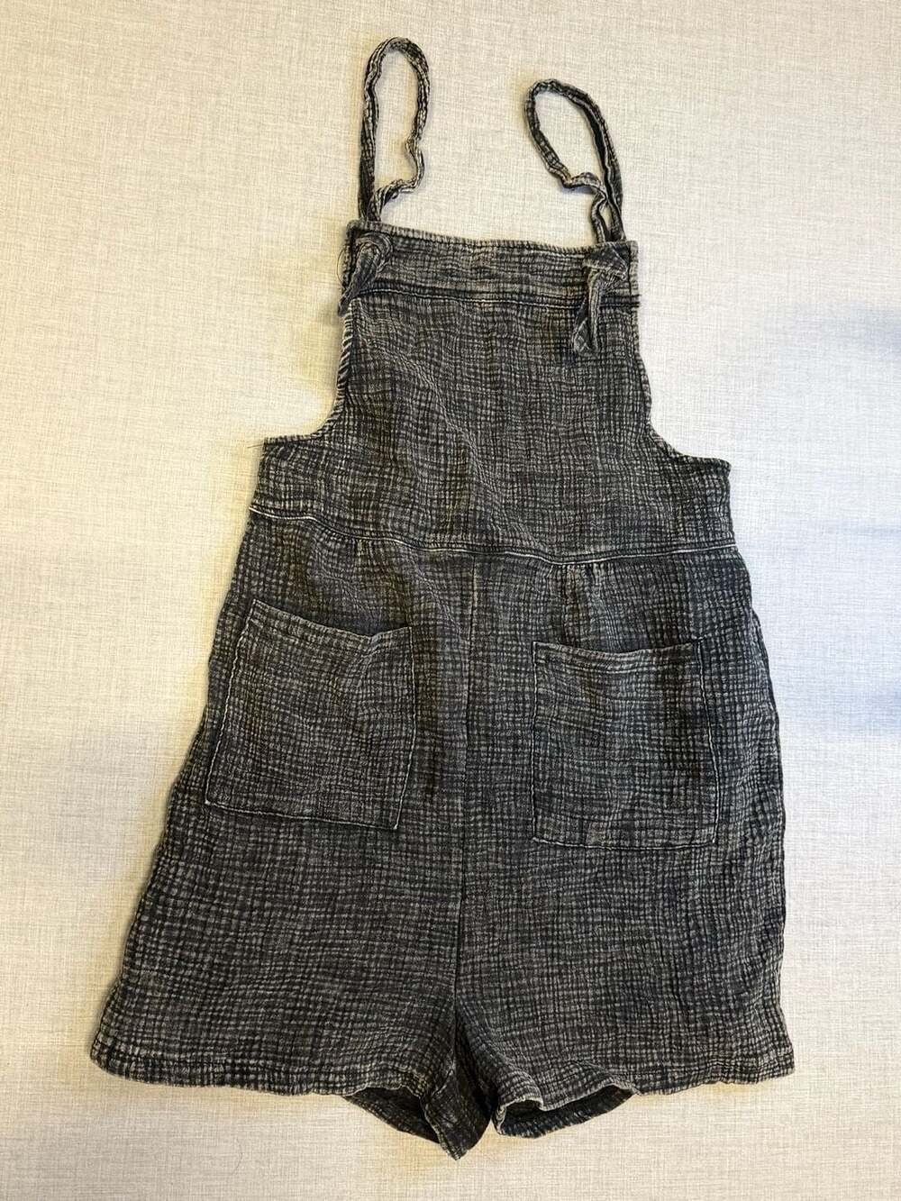 Zenana Double Gauze Acid Wash Overalls Romper Size M - Picture 2 of 5